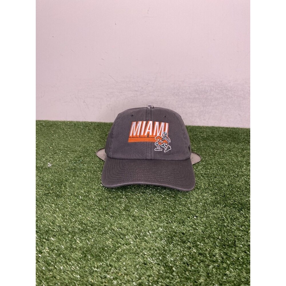 Miami Hurricanes hat cap strap back gray orange football unisex dad NCAA